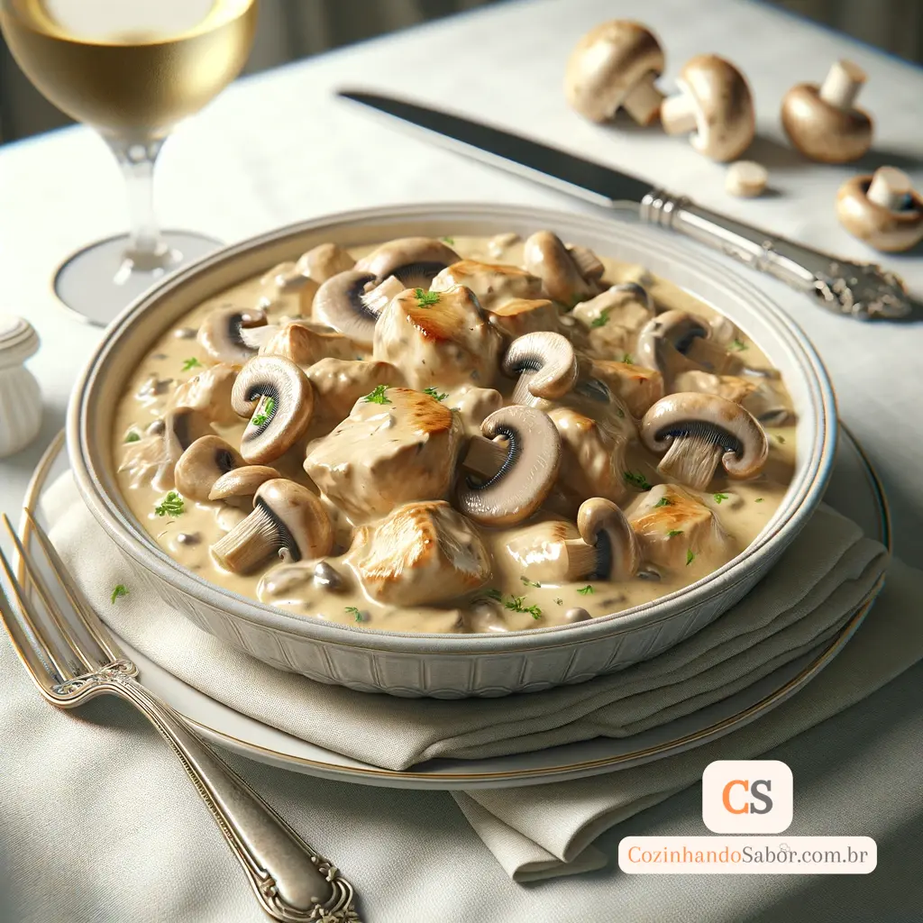 Receita de Strogonoff de Frango Cremoso com Champignon